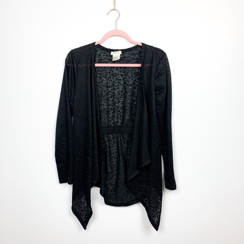 Guilty Long Sleeve Black Sheer Cheetah Print Cardigan